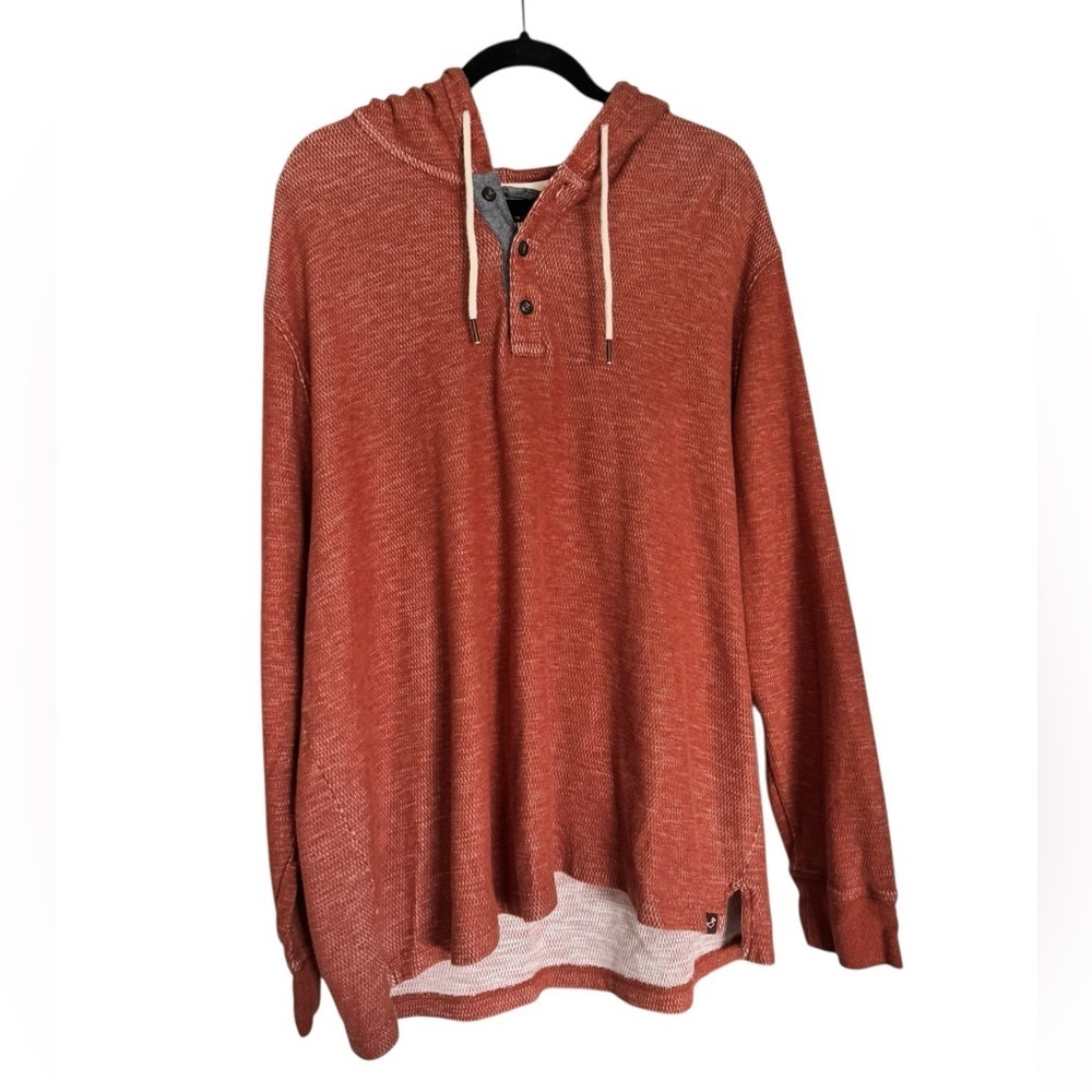 Alesbury 2XL Rust Henley Hoodie | Cozy Soft Cotton Casual Layer